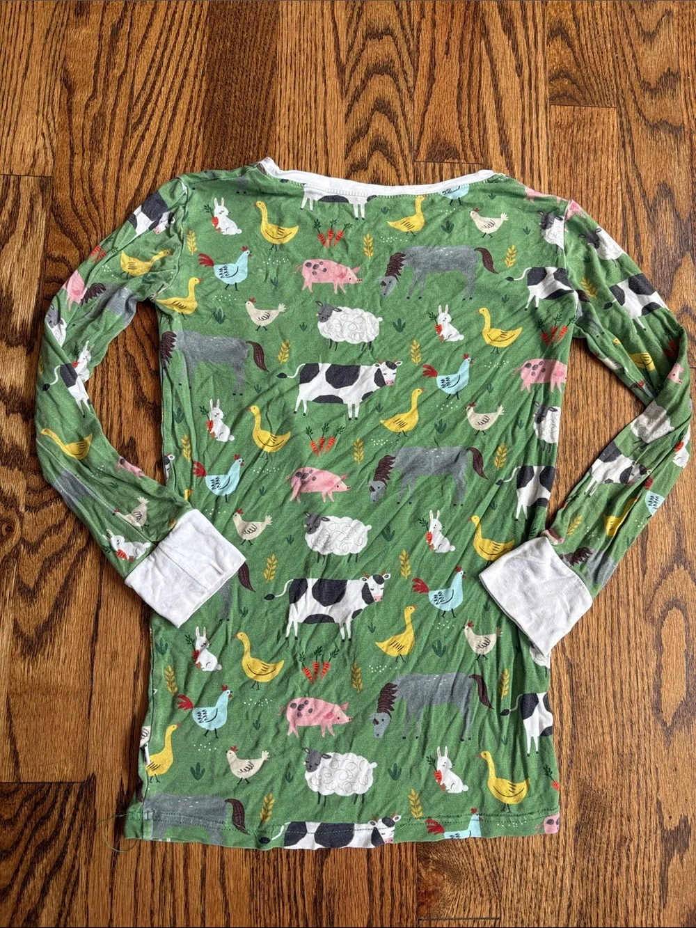 Little Sleepies green bamboo Farm Animals print, 2 piece pajama set. Size 9/10